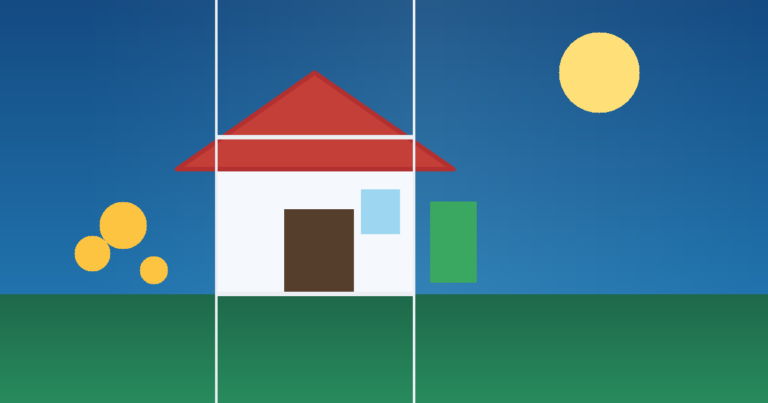 Ilustración abstracta de una casa para Crédito Construyes