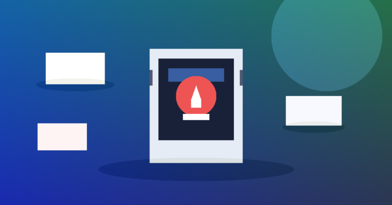 Ilustración abstracta de préstamos por app con teléfono y señal de alerta
