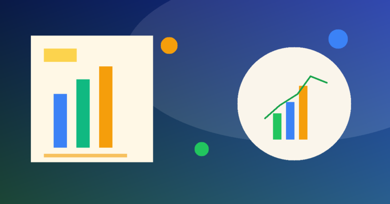 Ilustración abstracta de una PyME y un historial financiero con gráficos y una lupa