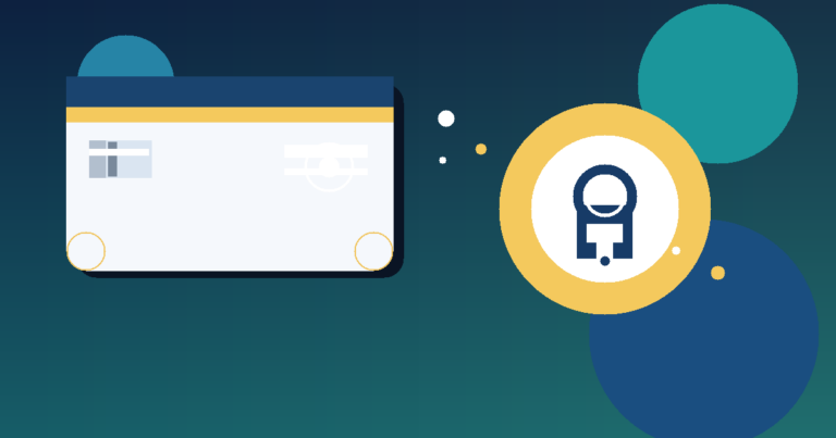 Ilustración abstracta de compras en línea con tarjeta de crédito y seguridad digital